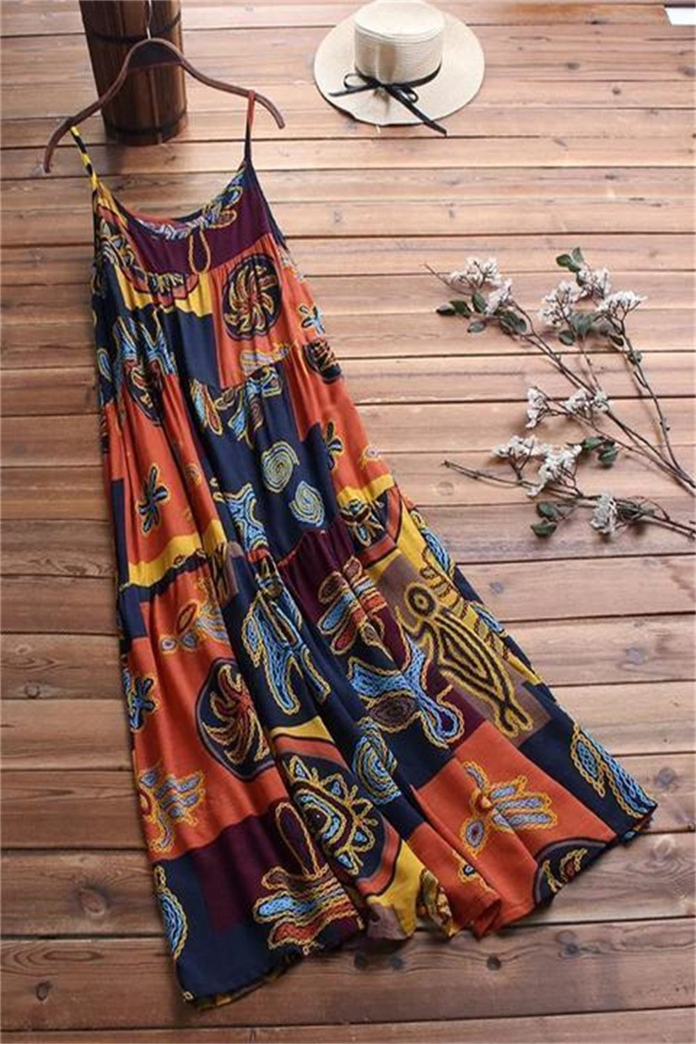 Character Print Round Neck Long Sleeves Maxi Two Piece Dress