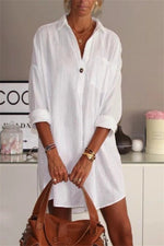 Plain Casual V-neck Long Sleeves Mini Dress