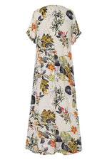 Floral Print Round Neck Short Sleeves Maxi Dress
