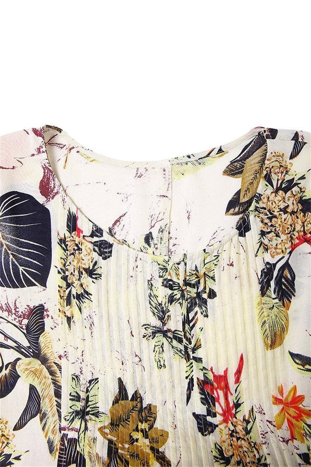Floral Print Round Neck Short Sleeves Maxi Dress