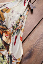 Floral Print Round Neck Short Sleeves Maxi Two Piece Dress