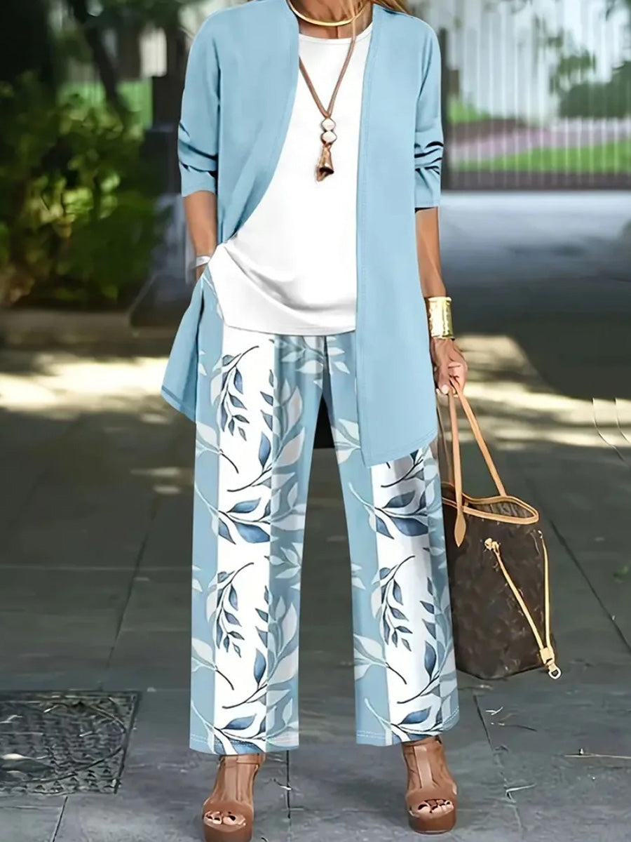 Breezy Plant Print Three Piece Set