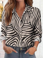 Casual Long Sleeve Zebra Print Shirt