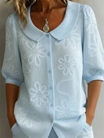 Floral Peter Pan Collar Printed Half Sleeve Shirt
