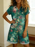 Women's Casual Multicolor Print Jumpsuit Shorts