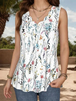 Casual Floral Print V-neck Sleeveless Tank Top