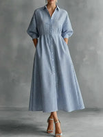 Women's Striped Print Casual Stylish Short Sleeve Dress