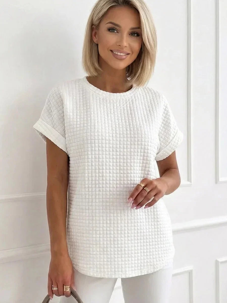 Plain White Round Neck Short Sleeve Top