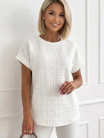 Plain White Round Neck Short Sleeve Top