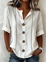 White Long Sleeve Striped Regular Loose Shirt