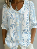 Leaf Print Half Sleeve Blouse