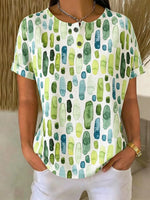 Watercolor Geometric Print Short Sleeve Top
