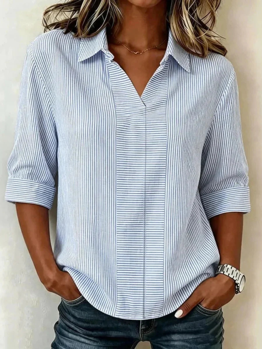 Casual Striped Half Sleeve Blouse