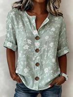 Vintage Floral Print Short Sleeve Blouse