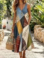 Casual Vintage V-neck Sleeveless Dress
