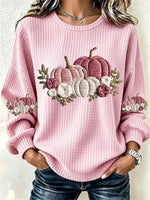Casual Crew Neck Long Sleeve Floral Sweatshirt