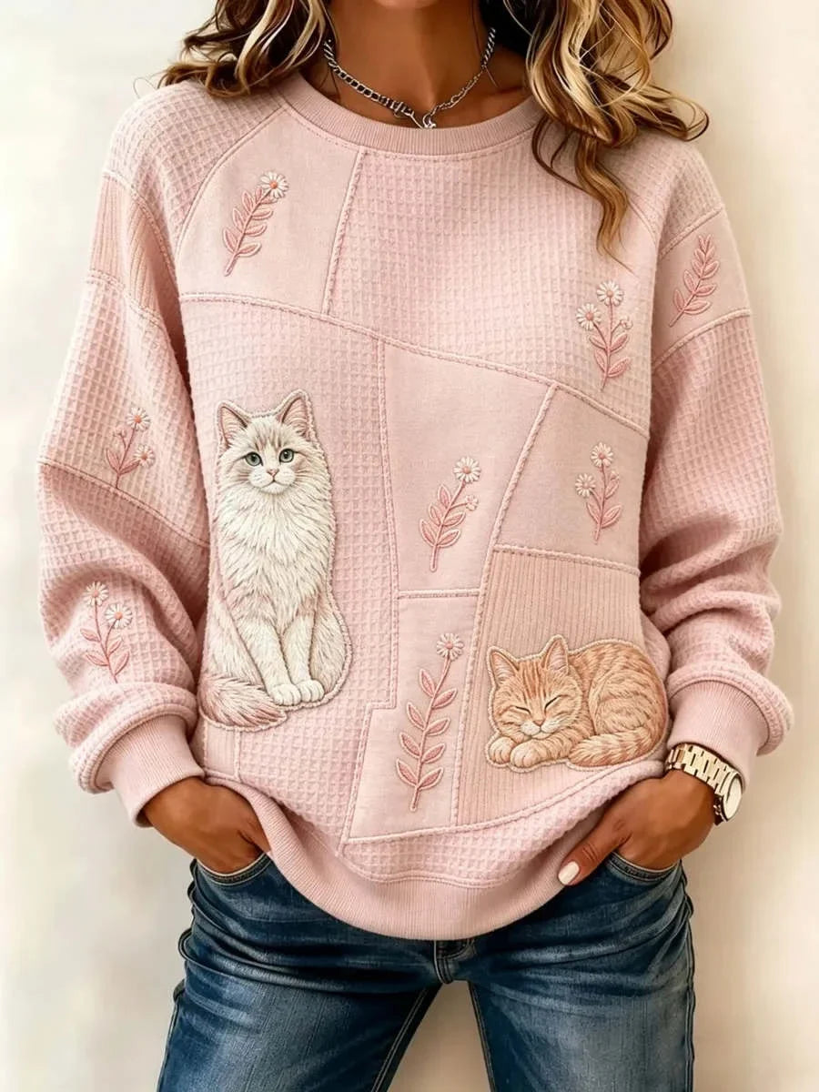 Casual Floral Crew Neck Long Sleeve Sweatshirt