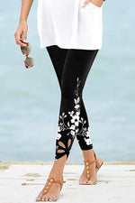 Floral Print Casual Elastic Waist Beach Leggings