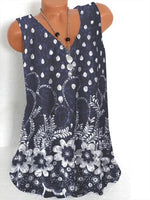 Floral Print V-neck Sleeveless Casual Tank Tops