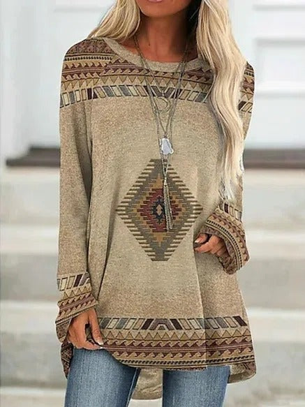 Geometric Print Crew Neck Long Sleeves Sweatshirt