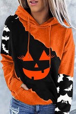 Halloween Print Hooded Long Sleeves Sweatshirt