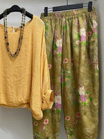 Solid Color Casual 3/4 Sleeves Two Piece Suit