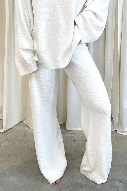 Solid Color V-neck Casual Sweater Two Piece Suit