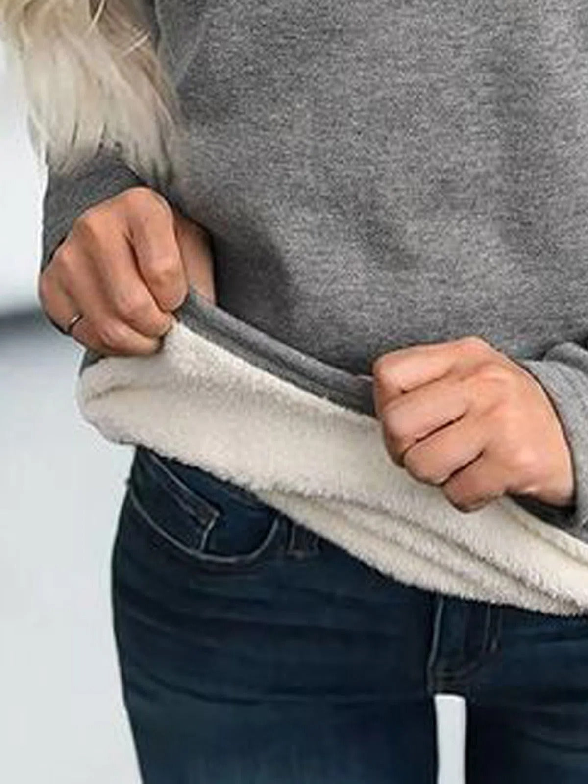 Plain Crew Neck Long Sleeves Plush Thermal Underwear