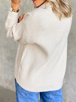 Solid Color Collared Buttons Long Sleeves Sweater