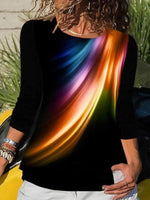 Color Block Crew Neck Casual Long Sleeves Sweatshirt