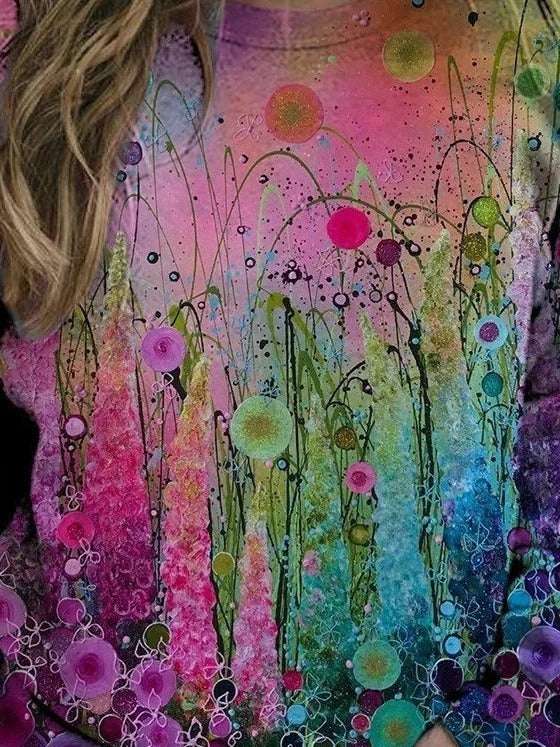 Abstract Print Crew Neck Long Sleeves Sweatshirt