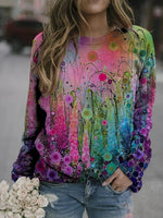 Abstract Print Crew Neck Long Sleeves Sweatshirt