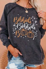 Halloween Letter Print Crew Neck Long Sleeves Sweatshirt