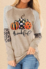Halloween Pumpkin Print Patchwork Casual Sweatshirt