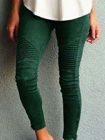 Solid Color Casual with Pockets Tight Pants