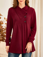 Solid Color Collared Buttons Long Sleeves Trendy Coat