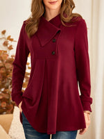 Solid Color Collared Buttons Long Sleeves Trendy Coat