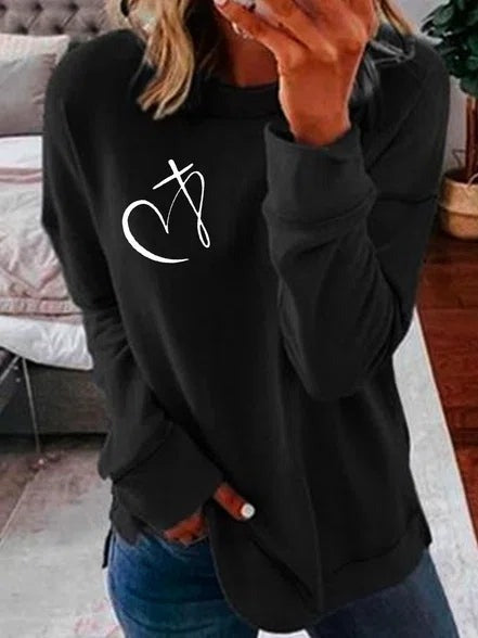 Casual Letter Print Crew Neck Long Sleeves Sweatshirt