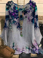 Lässige Bluse mit Blumenmuster, Rundhalsausschnitt und 3/4-Ärmeln