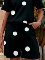 Polka Dot Print Casual Short Sleeves Two Piece Set