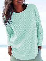Stripe Print Round Neck Long Sleeves Sweatshirt