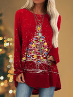 Christmas Tree Print Crew Neck Long Sleeves Sweatshirt