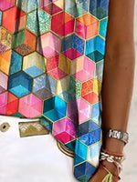 Geometric Print Scoop Neck Short Sleeves T-shirt