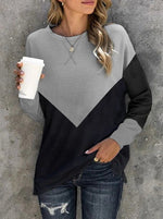 Plain Round Neck Casual Long Sleeves Sweatshirt