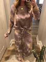 Tie-dye Print Crew Neck Long Sleeves Two Piece Suit
