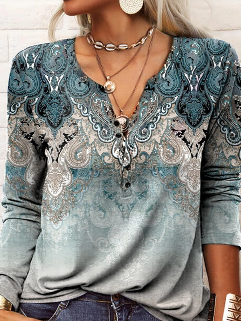Women's Ethnic Boho Round Neck Long Sleeve Sweatshirts