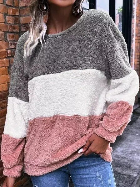 Plain Crew Neck Casual Loose Sweatshirts