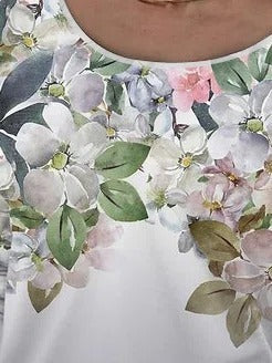 Floral Design Long Sleeve Oversized T-Shirt