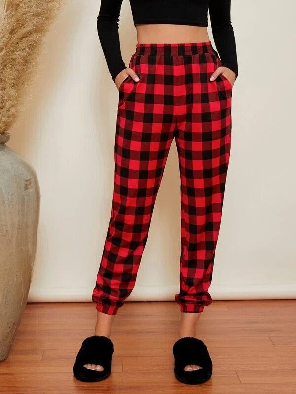 Plaid Casual Jersey Sweatpants