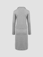 Dandelion Print Zipper Lapel Long Sleeves Shift Dress